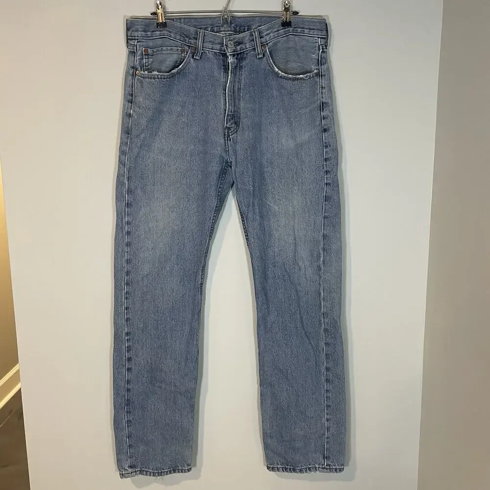 Vintage Levi's 505 Jeans Men 36x34 Regular Fit‎ Straight Blue Denim Faded Y2K